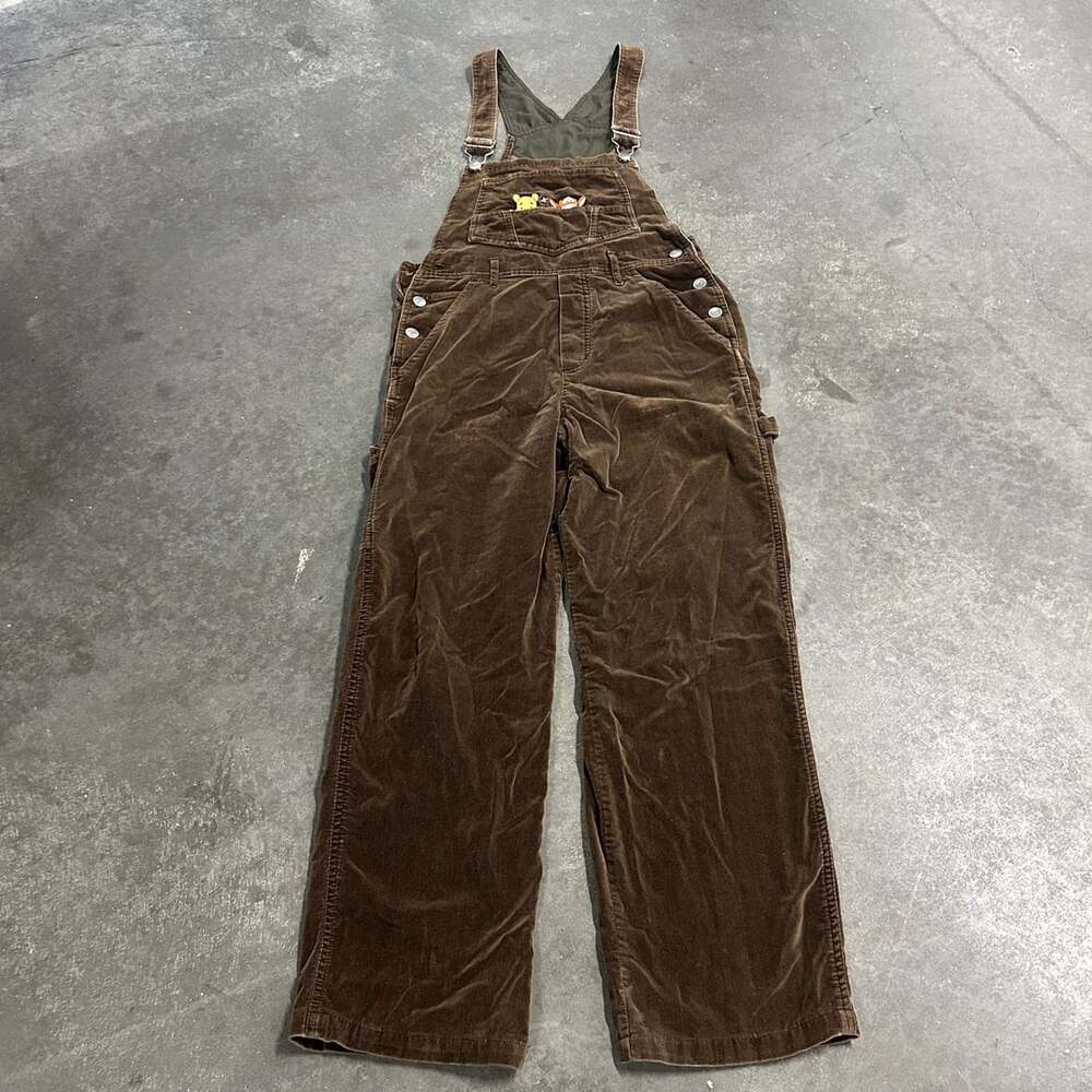 Pooh Corduroy Overalls Size S Brown Embroidered Winnie Tigger Disney